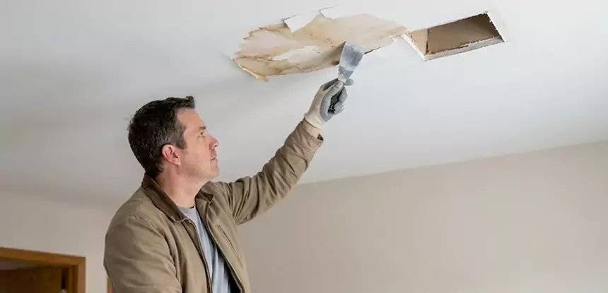 Ceiling Water Stain and Drywall Repair in Statham